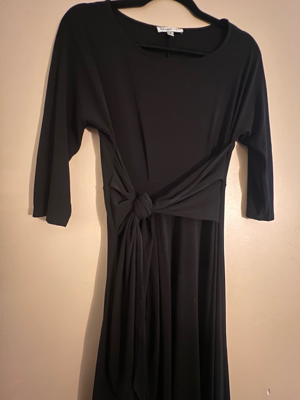 Robbie Bee Black Long Sleeve Knot-Front Maxi Dress